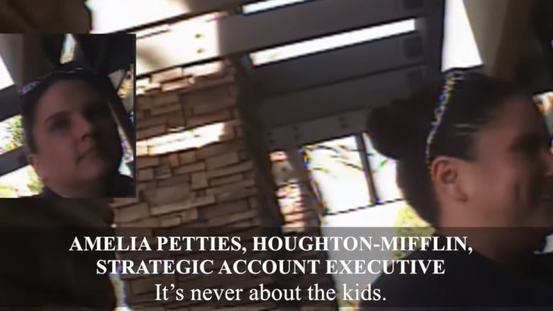 Project Veritas undercover video depicts a Houghton Mifflin Harcourt executive describing Common Core as a way for publishers to boost sales. (Image from Project Veritas video)