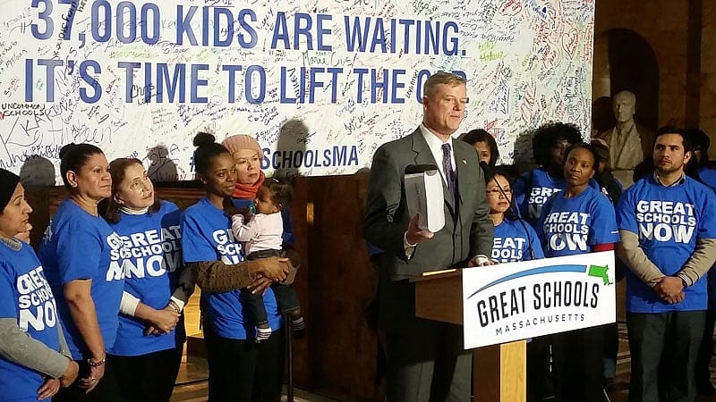 Flanked by Baker, charter school proponents lobby Beacon Hill lawmakers