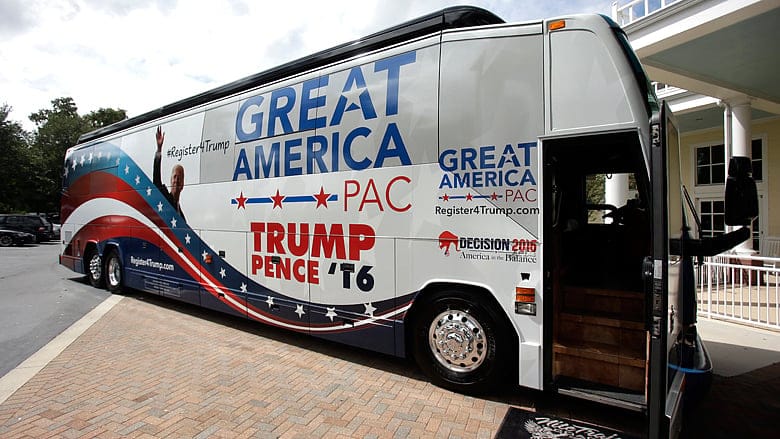 Pro-Trump super PAC acts as candidate stand-in on bus tour