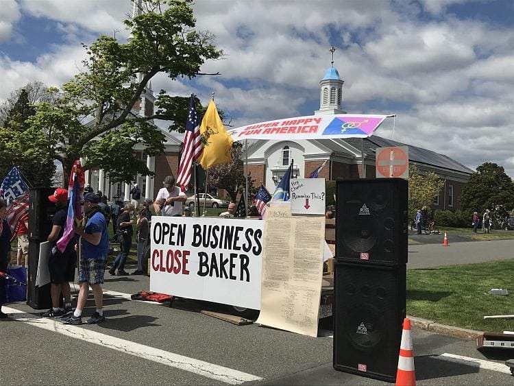 Re-Open Now, Protesters Tell Governor Charlie Baker — Where He Lives