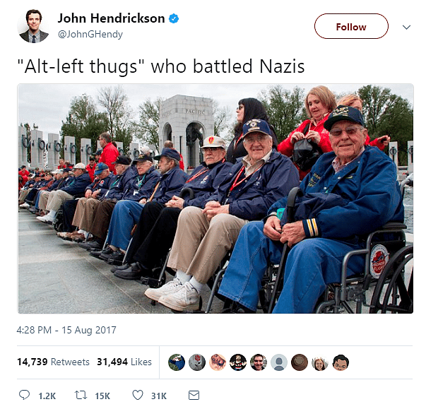 Popular Social Media Trend Among Journos Is Equating Antifa To WW2 Vets