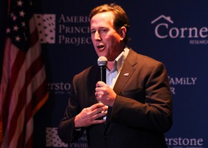 Rick Santorum stressed his ability to negotiate. (Evan Lips – New Boston Post)