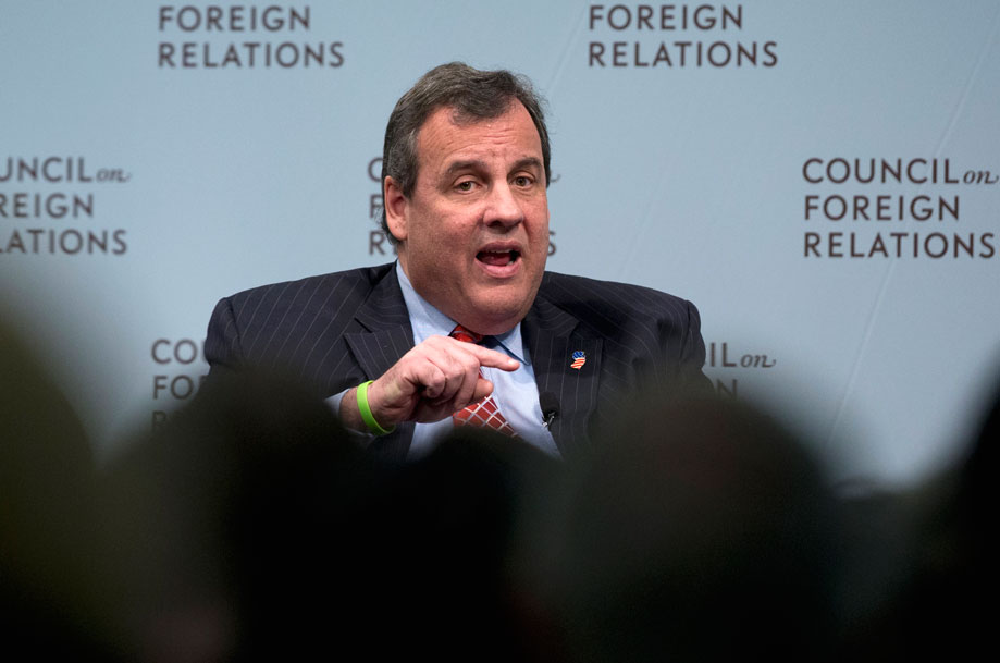Republican presidential candidate, New Jersey Gov. Chris Christie speaks at the Council on Foreign Relations in Washington, Tuesday, Nov. 24, 2015, on strengthening U.S. intelligence capabilities and other topics. (AP Photo/Carolyn Kaster)