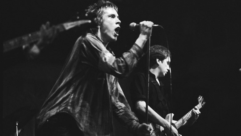 Johnny Rotten and Steve Jones of the Sex Pistols in 1977. (Wikipedia)