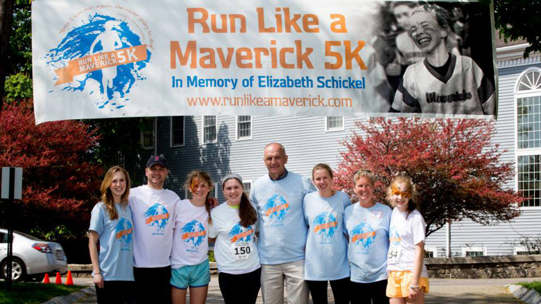 The Schickel family at the 5K in 2015. Left to right: Elysha Schickel, Ben Schickel, Therese Schickel, Catherine Schickel, Abe Schickel, Hannah Schickel, Kathy Schickel, Maria Schickel. (Photo courtesy of Karen McCall Photography)
