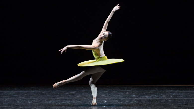 Seo Hye Han in William Forsythe's The Vertiginous Thrill of Exactitude, costume by Stephen Galloway; photo by Rosalie O'Connor, courtesy Boston Ballet
