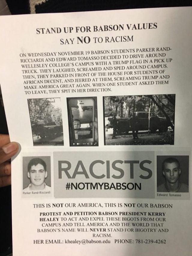 (Flier distributed following alleged incident)